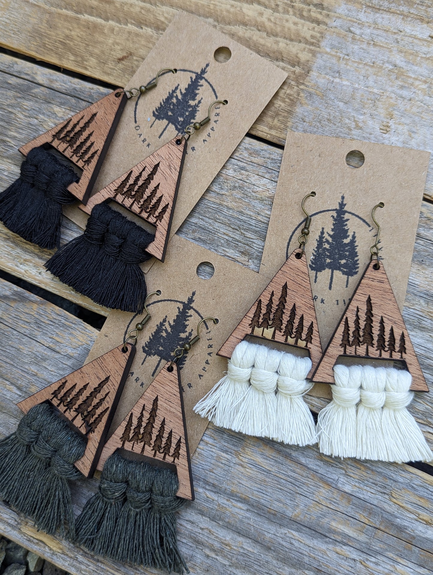 Tree wood Macrame Earrings