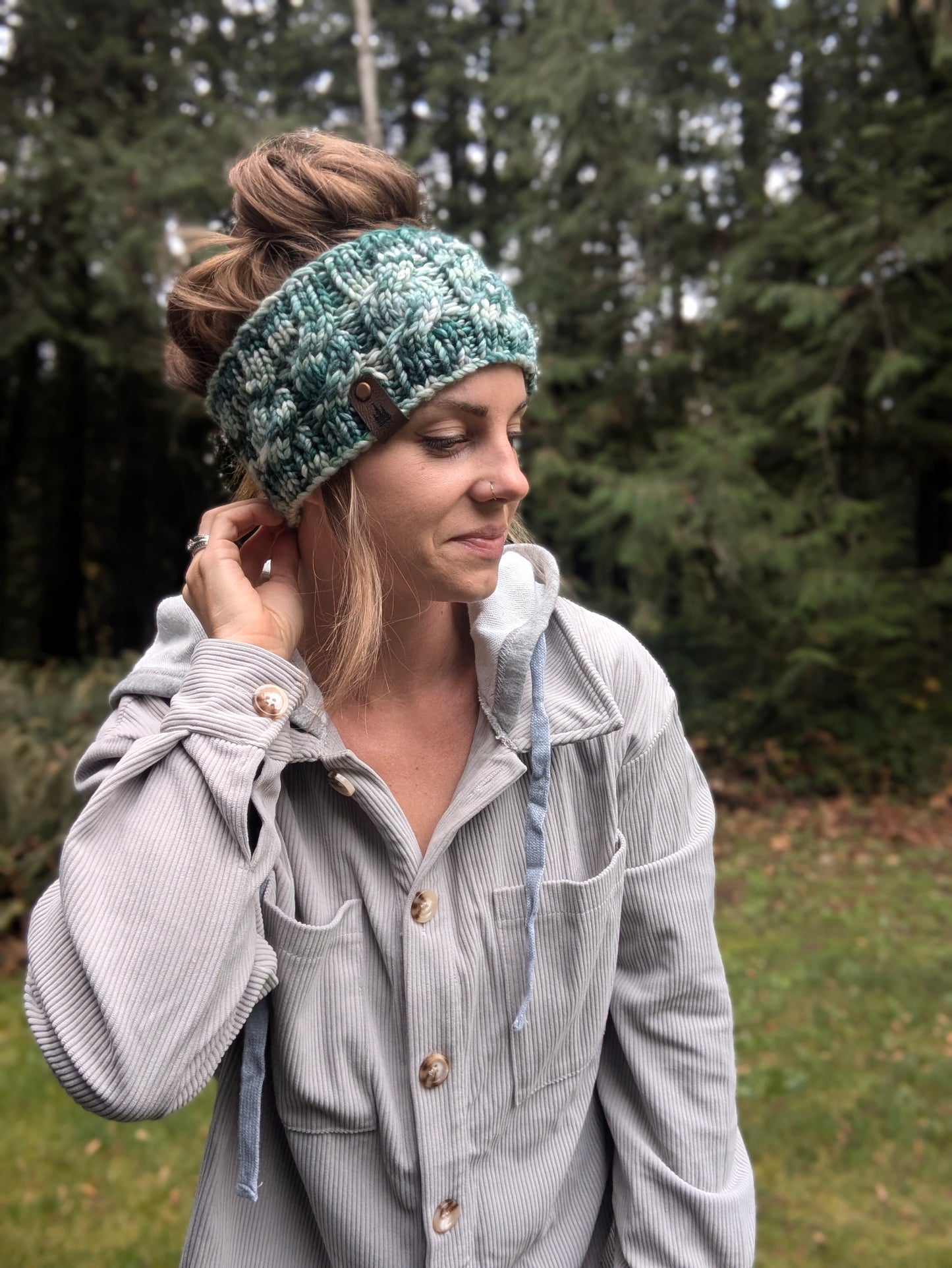 Azahar Cable Headband - Hand dyed blues/greens