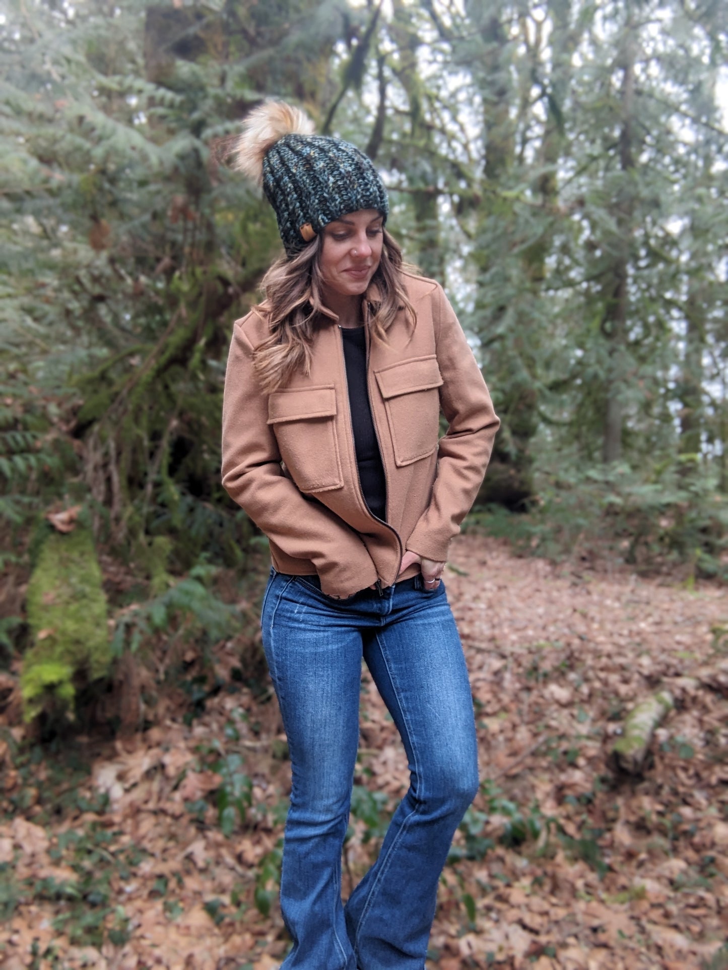 Crossvine Cable Beanie- Hand dyed blues