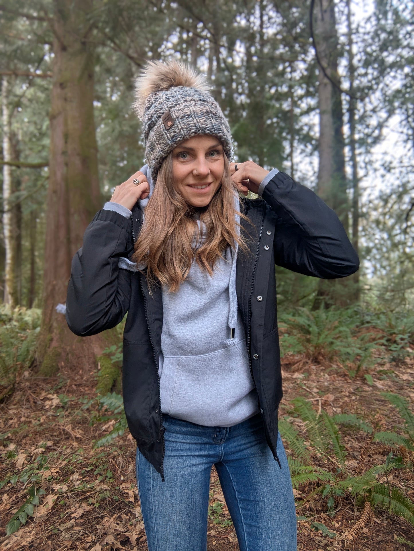 Knit Folded Brim - hand dyed gray and blue