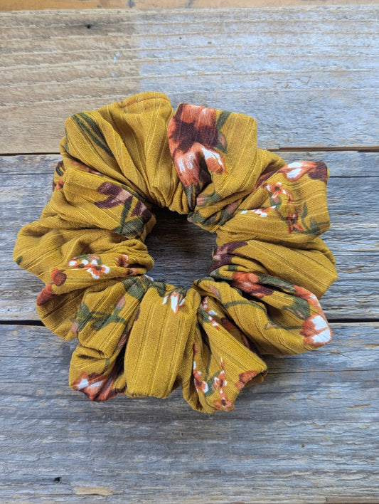 XL Scrunchie - Fall Mustard Floral