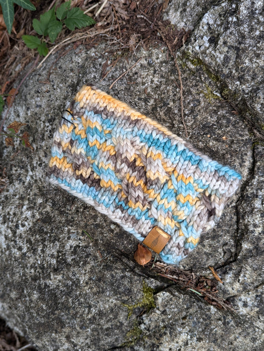 Azahar Cable Headband - Hand dyed blues/yellows