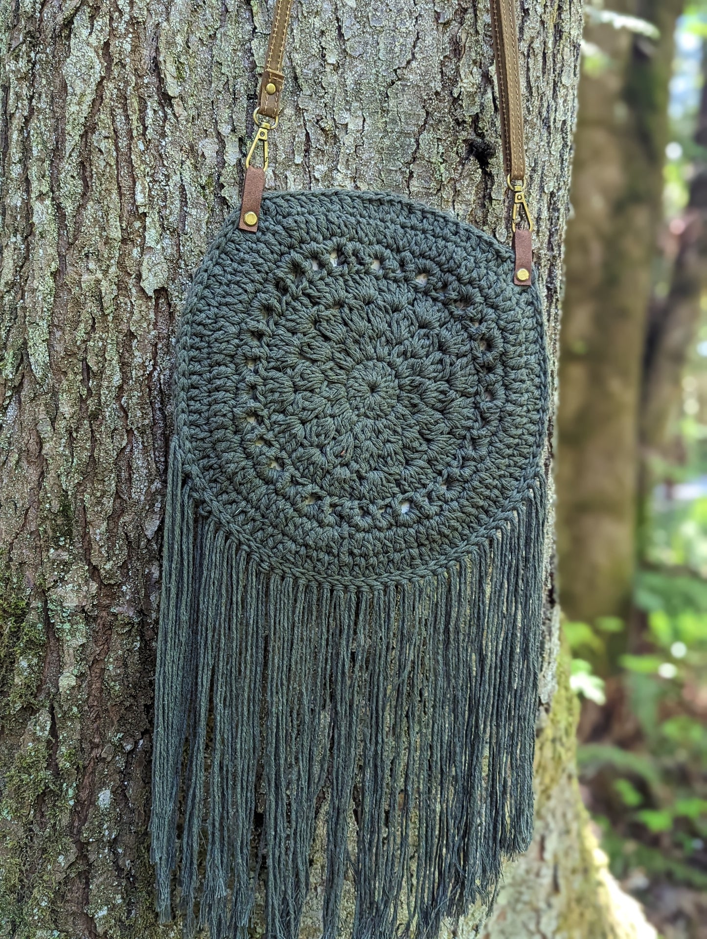 Boho Crochet Purse - Olive