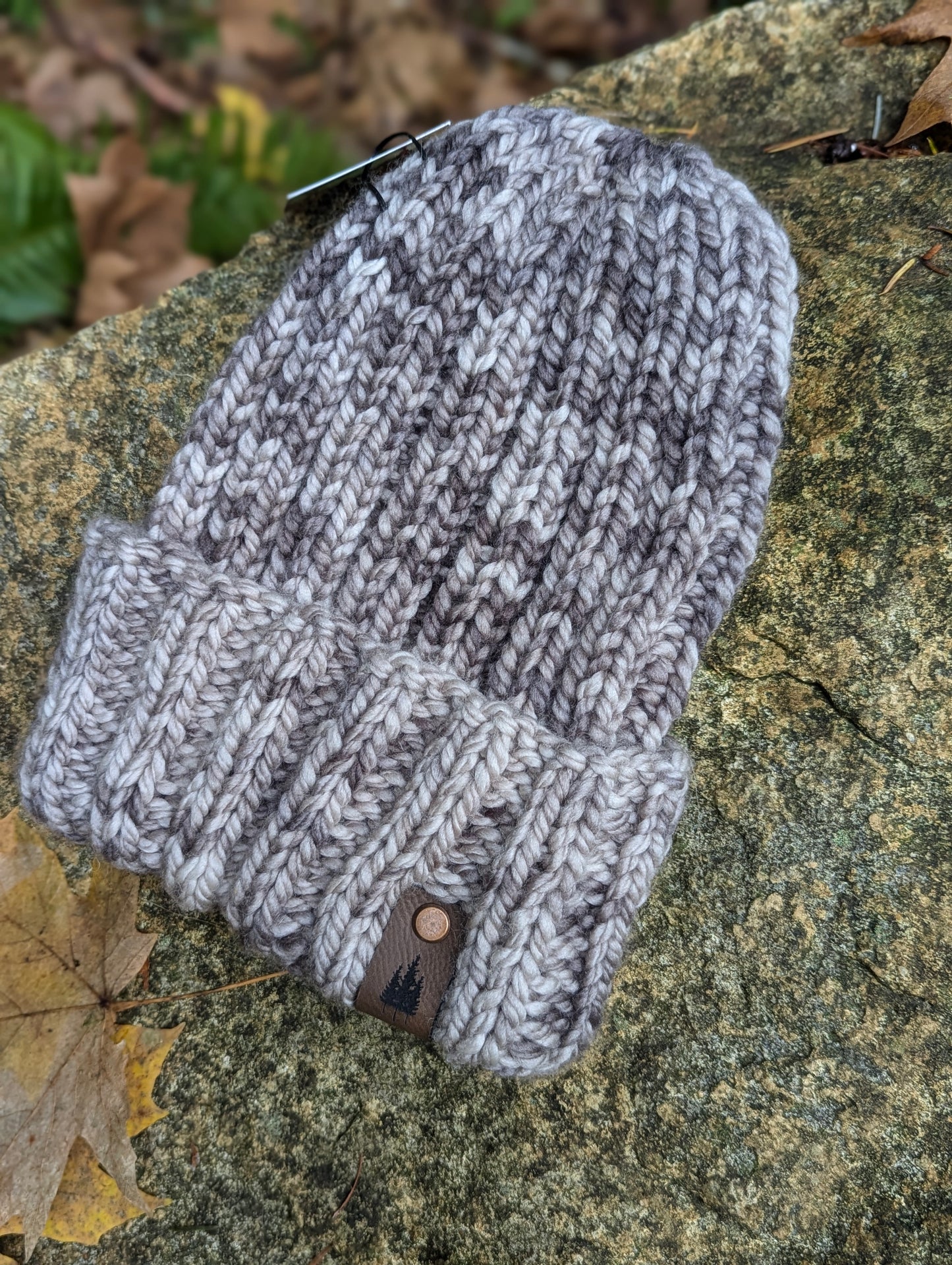 Knit folded brim - hand dyed gray