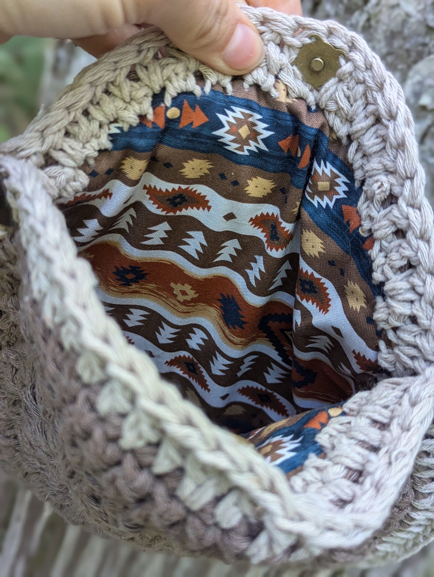 Boho Crochet Purse - Neutral two toned