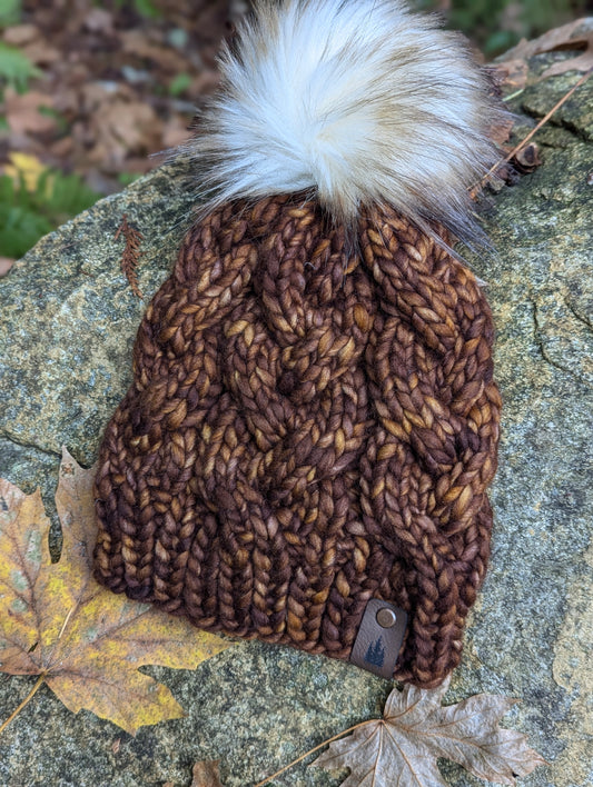 Knit Cable Beanie - Rust