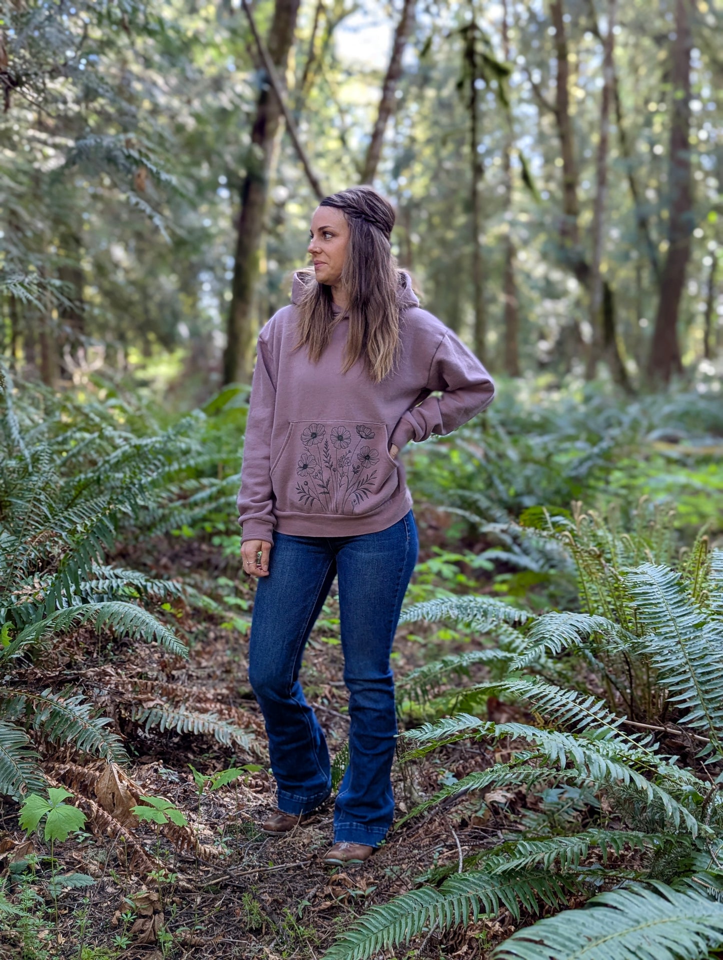 Dusty Purple Flower Hoodie