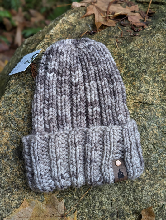 Knit folded brim - hand dyed gray
