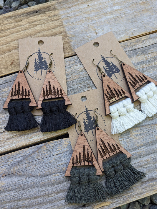 Tree wood Macrame Earrings