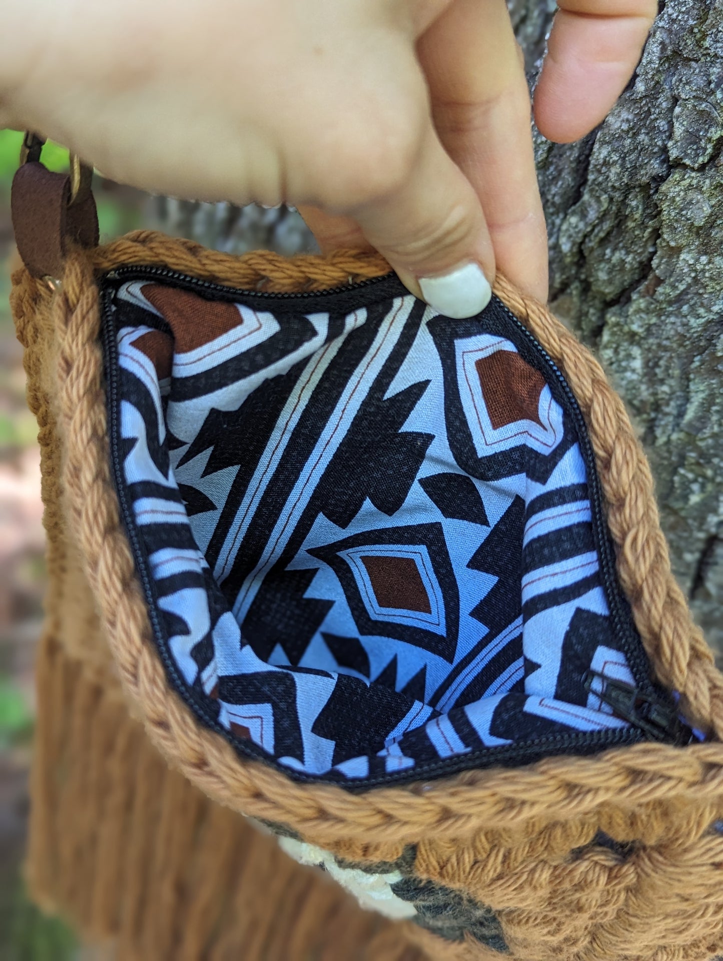 Granny Square Crochet Purse- Multi - Burnt Orange