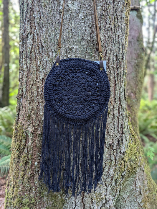 Boho Crochet Purse - Navy