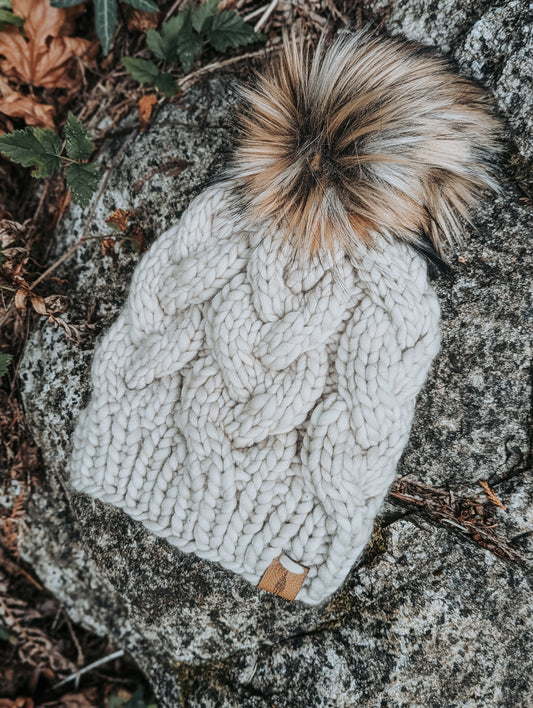 Knit Cable Beanie - Cream